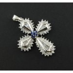 Exklusiver 925er Silberanhänger in Kreuz Form mit blauen Zirkonia