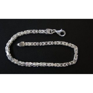 Königsarmband 925 Silber vierkant Königs Armband Silberarmband 3,1 mm mit Karabinerverschluss Unisex