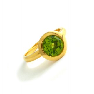 Massiver Gelbgold Ring 585 mit grünem Farbstein