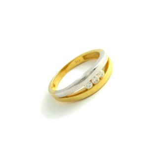 Weiß-Gelbgold Ring 14K mit Zirkonia